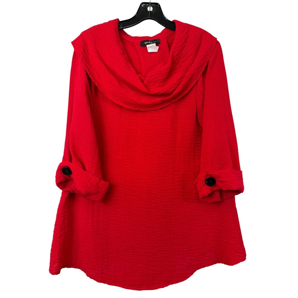 Yushi Red Cowl Neck Mid Sleeve Jacket Size M